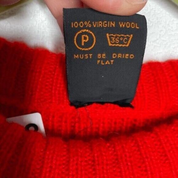 VTG Janus of Norway Scandinavian Crewneck Sweater Men Size L Nordic Red 100%Wool - Picture 3 of 8